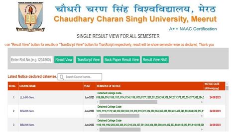 chaudhary charan singh university result.